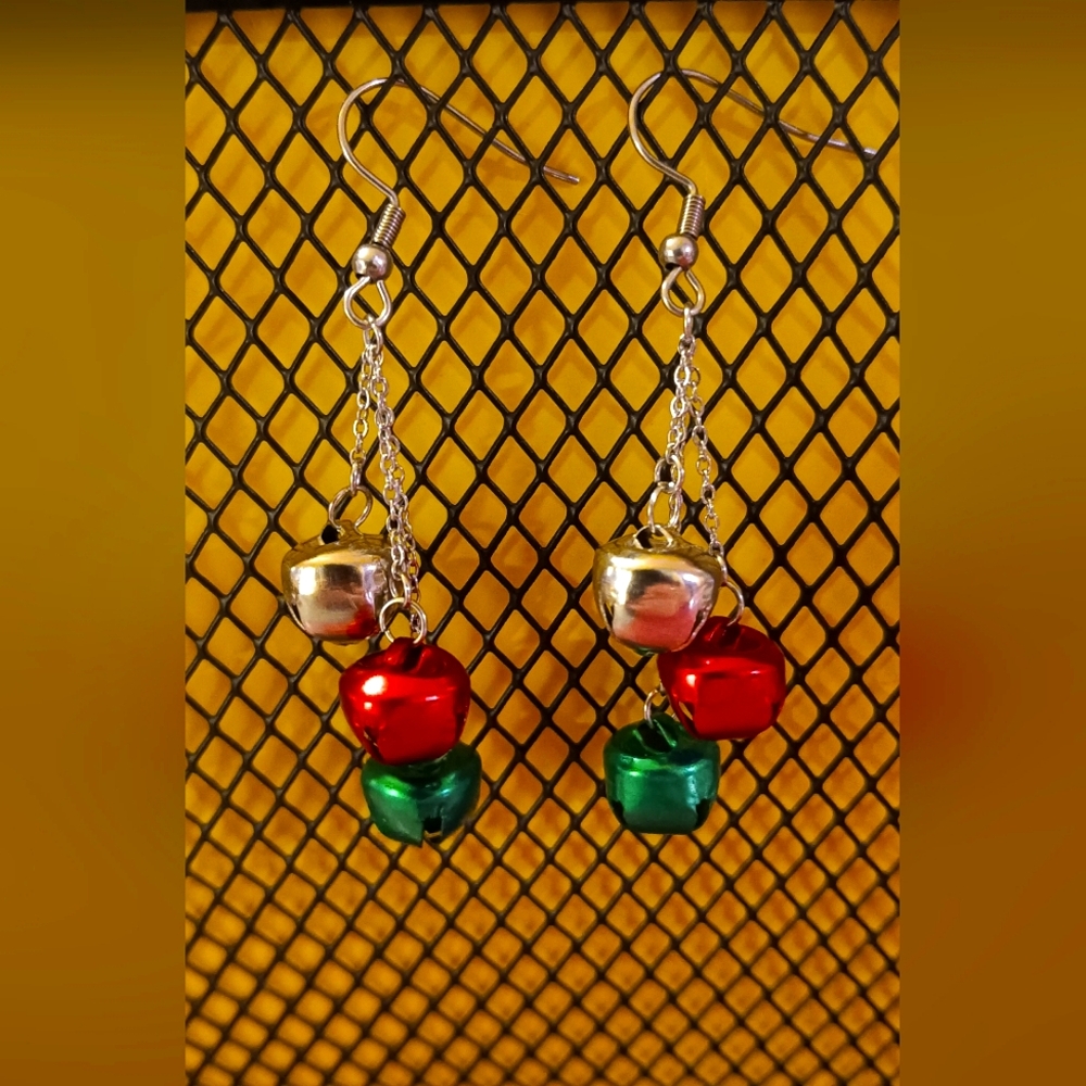Jingle bell earrings handcrafted